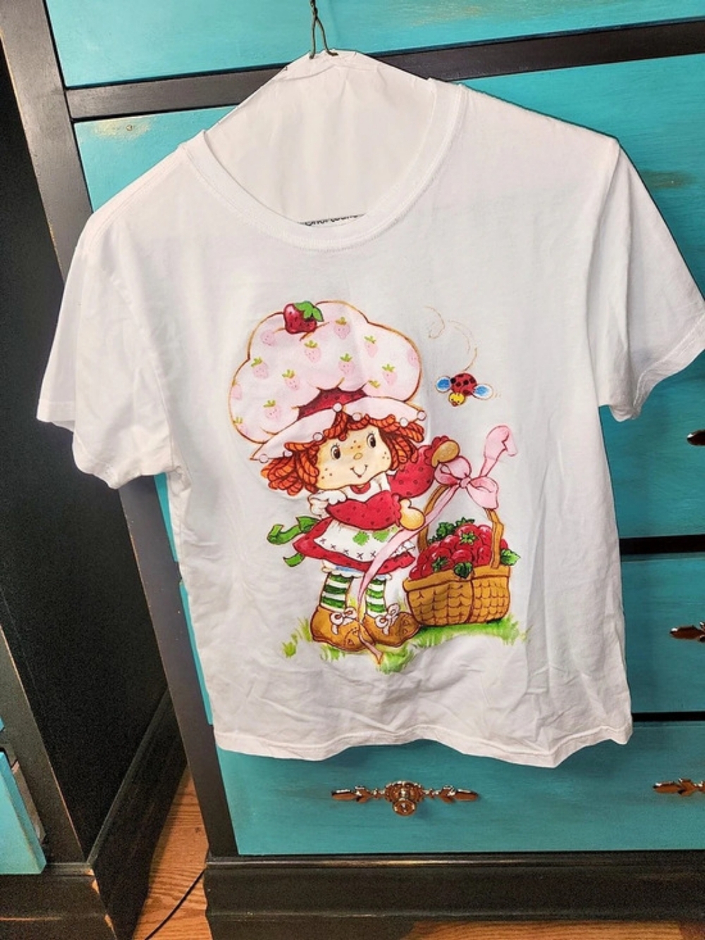 Strawberry Shortcake Graphic T-Shirt White & Pink Size Medium